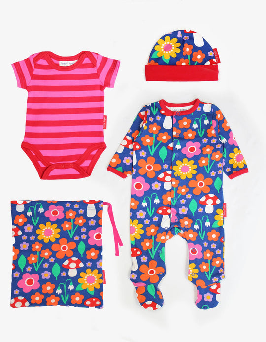 Toby Tiger Organic Gift Set - Floral Mushroom Print
