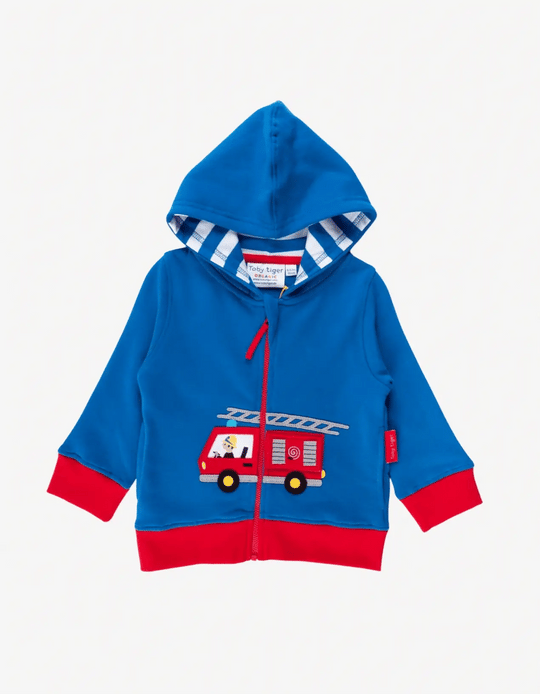 Toby Tiger Organic Hoodie - Fire Engine Applique