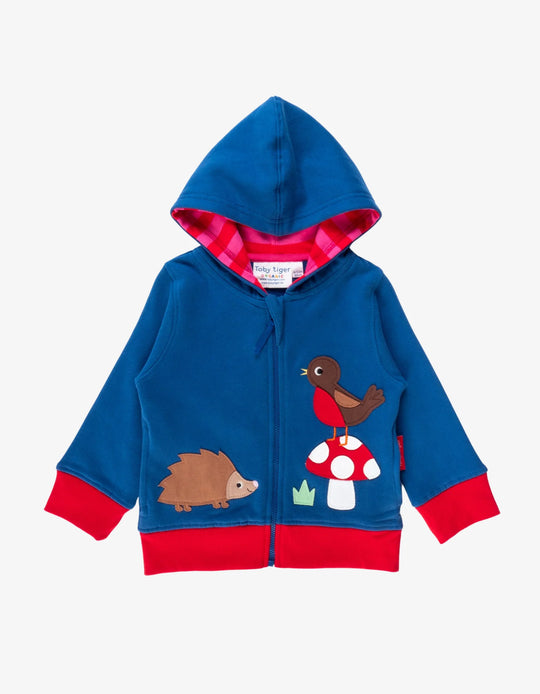 Toby Tiger Organic Hoodie - Floral Mushroom Applique