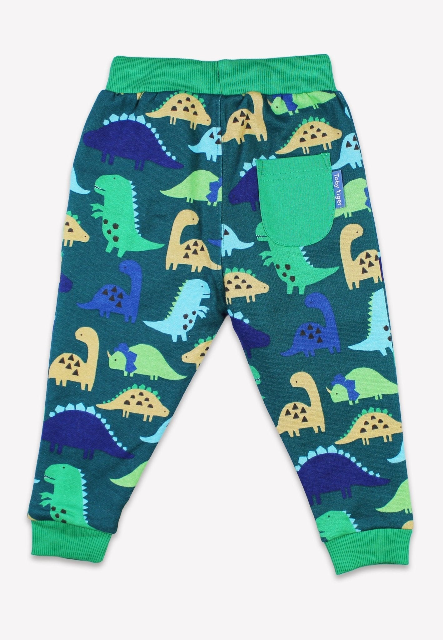 Toby Tiger Organic Tonal Dinosaur Print Joggers - Green