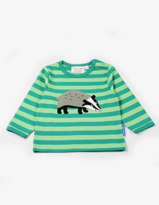 Toby Tiger Organic Long Sleeve Top - Badger Applique