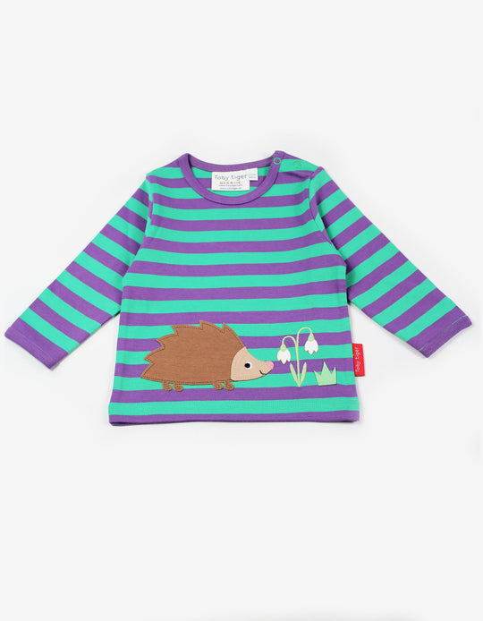 Toby Tiger Organic  Long Sleeve Top - Hedgehog Applique