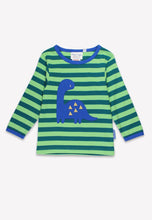 Toby Tiger Organic Top Long Sleeve - Tonal Dinosaur Green Applique