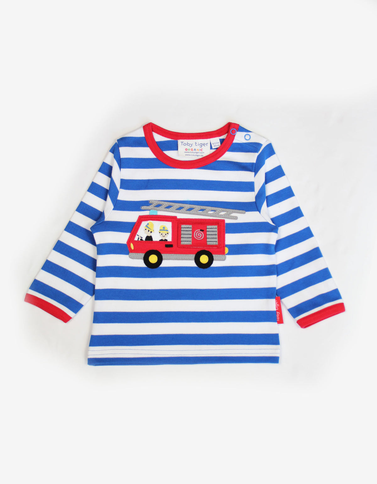 Toby Tiger Organic Top Long Sleeve - Fire Engine Applique