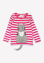 Toby Tiger Organic Top Long Sleeve - Pink Cat Applique