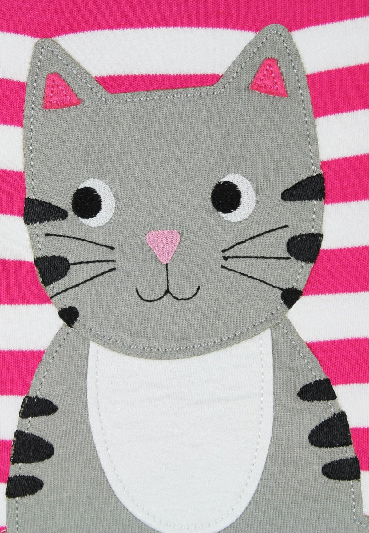 Toby Tiger Organic Top Long Sleeve - Pink Cat Applique