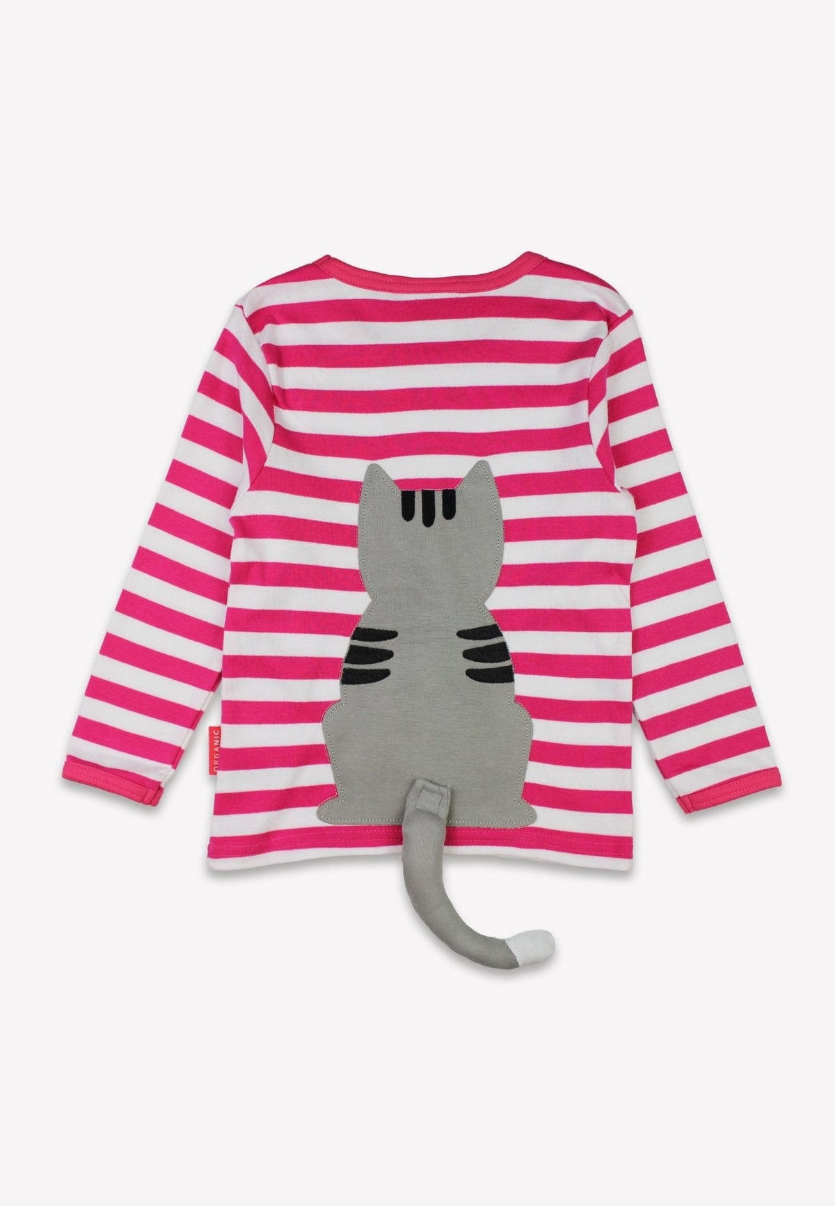 Toby Tiger Organic Top Long Sleeve - Pink Cat Applique