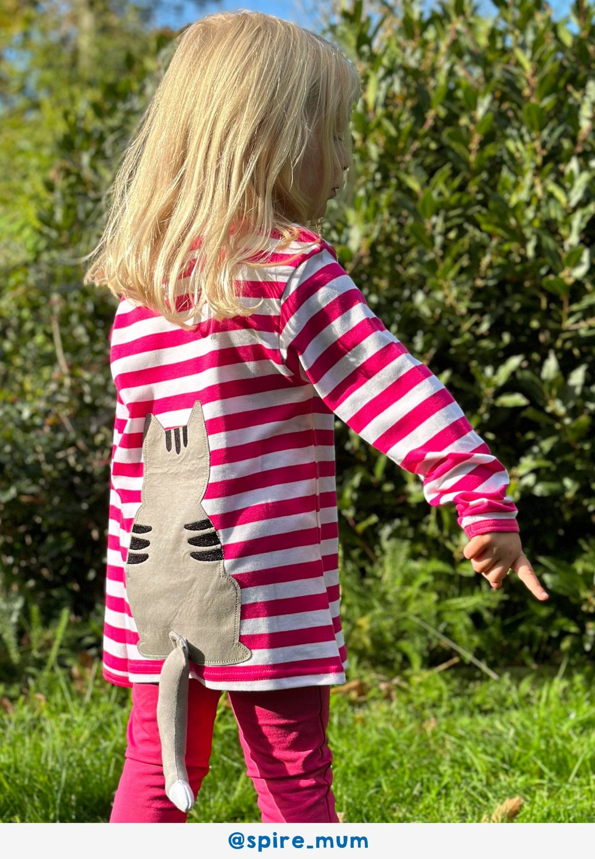 Toby Tiger Organic Top Long Sleeve - Pink Cat Applique