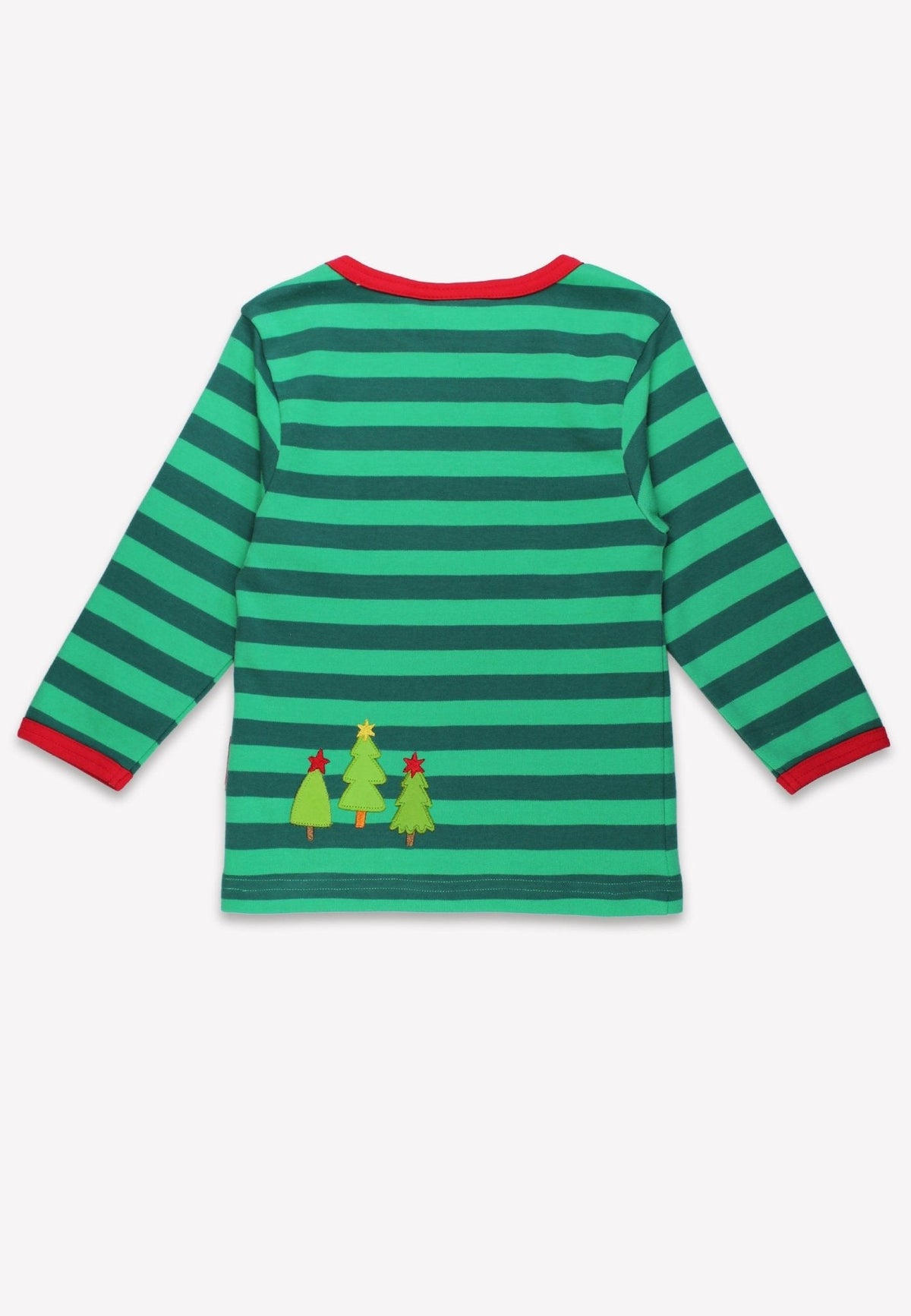 Toby Tiger Organic T-Shirt Long Sleeve - Christmas Bear Green Applique