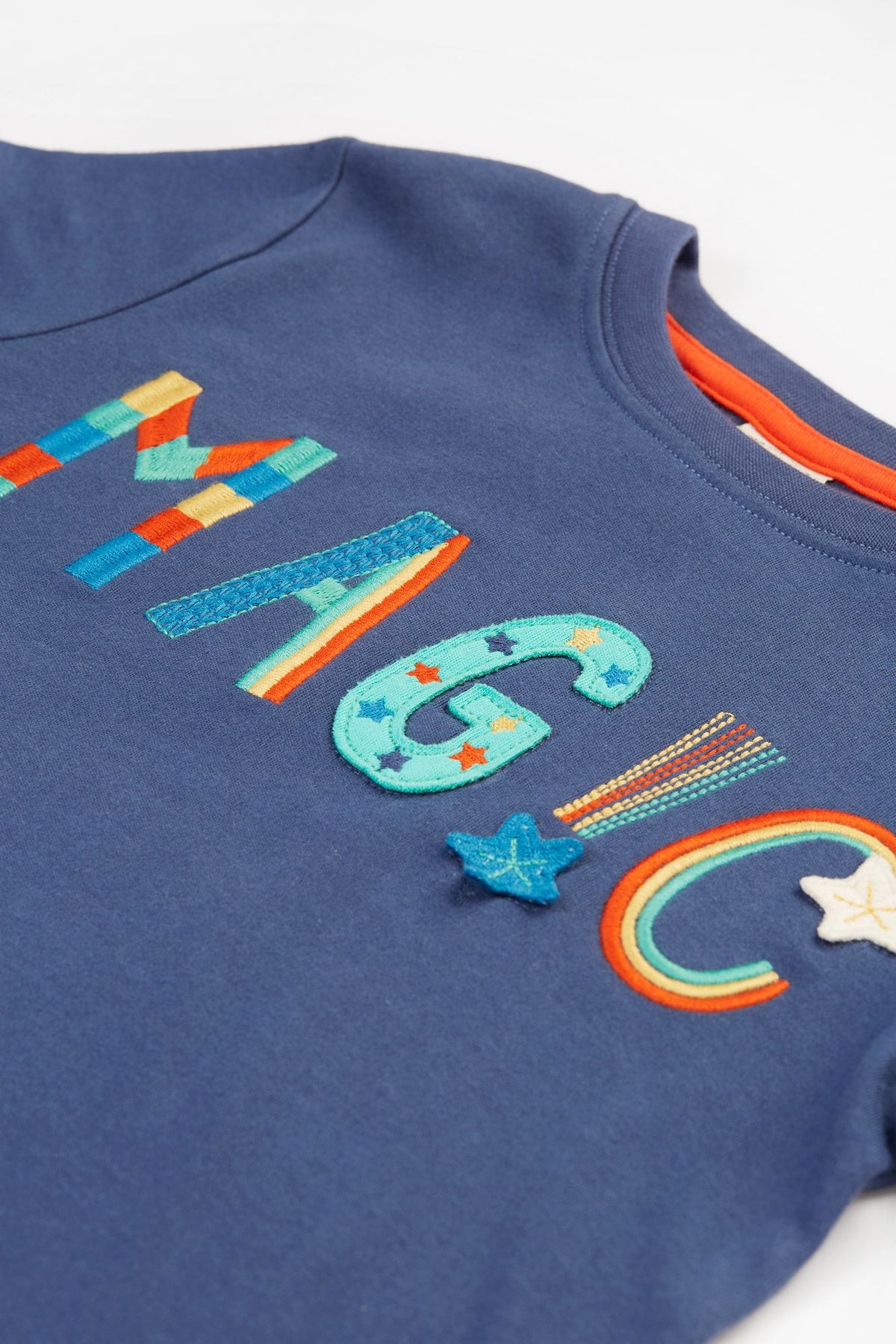 Frugi Adventure Top - Magic Navy Blue Applique
