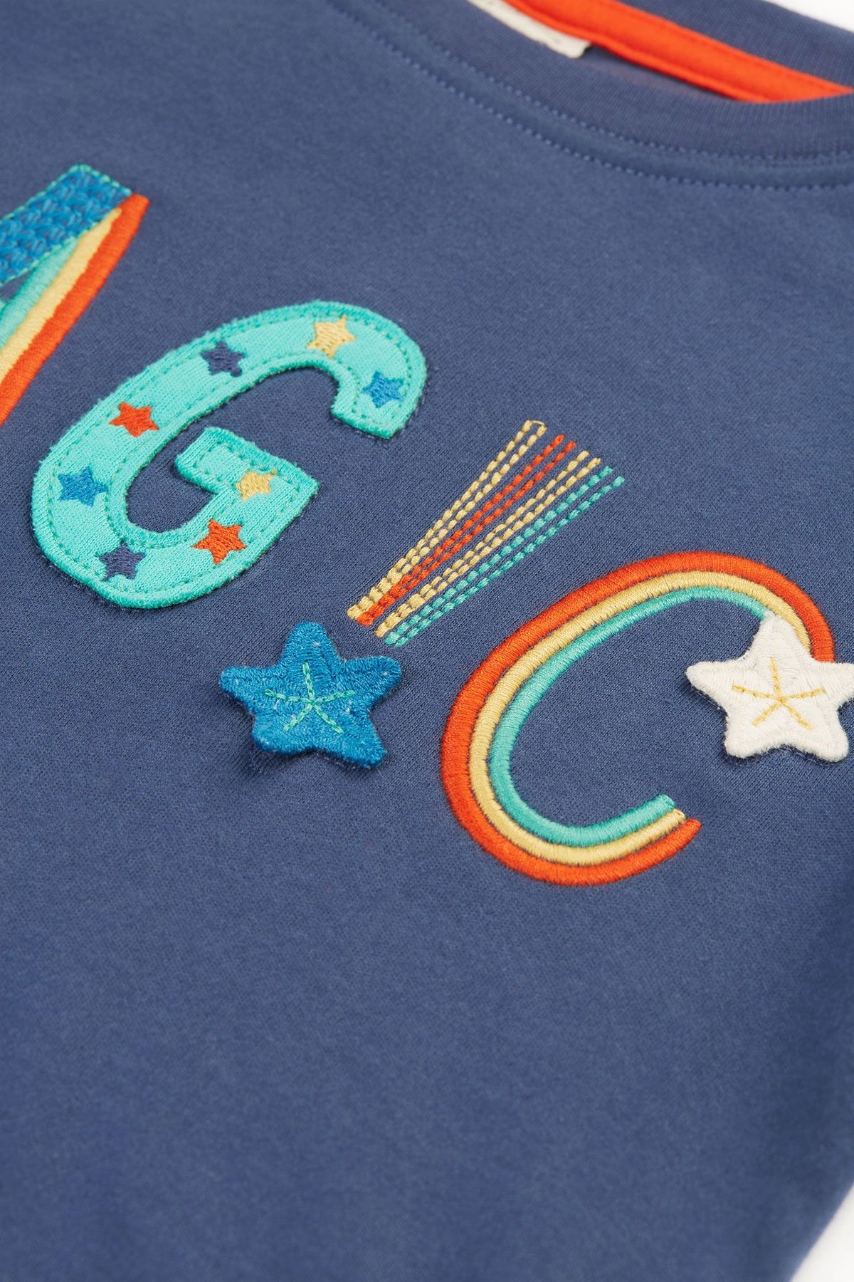 Frugi Adventure Top - Magic Navy Blue Applique