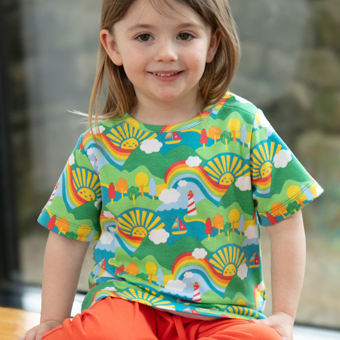 Piccalilly T-Shirt All Over Print Short Sleeve - Island Life Green