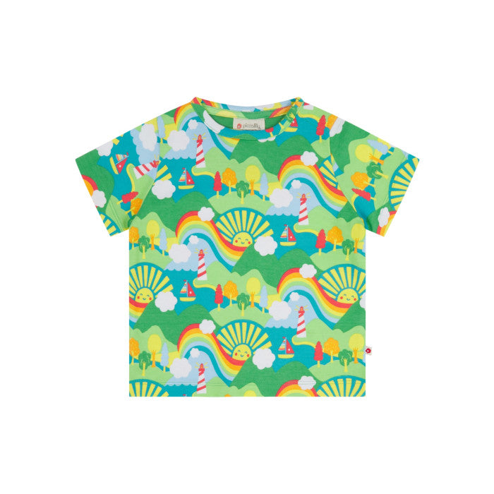 Piccalilly T-Shirt All Over Print Short Sleeve - Island Life Green