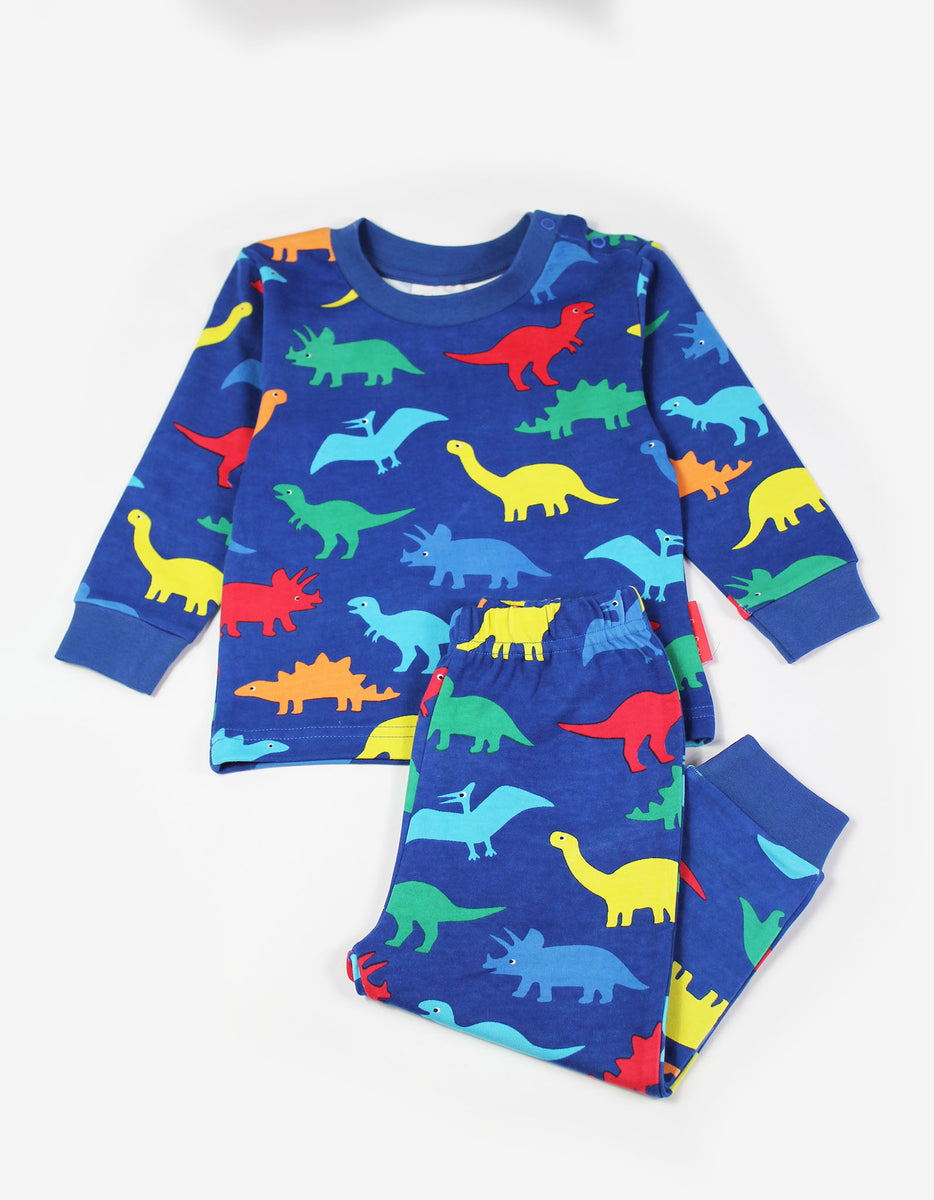 Toby Tiger Organic Rainbow Dinosaur Print Pyjamas – The Thrifty Stork