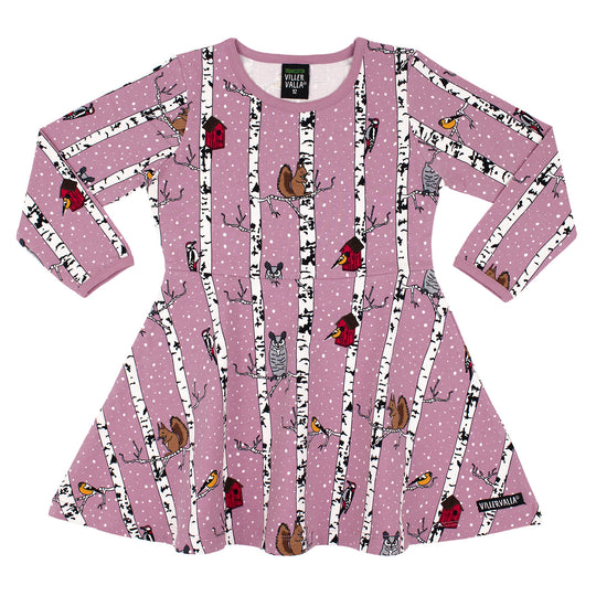 Villervalla Half Circle Twirl Woodpecker Dress Long Sleeve - Smoothie