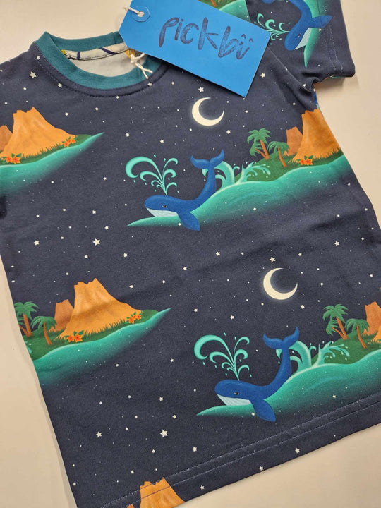 Pickbu T-Shirt Night Skies and Blue Whale kids Classic