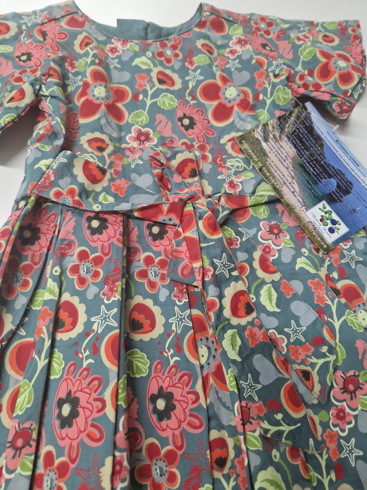 Blueberry London Dress Short Sleeve - Floral Red Flowers