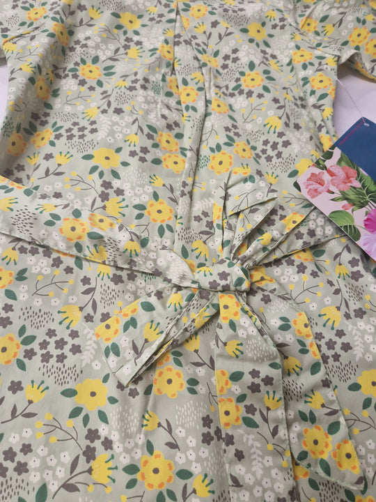 Blueberry London Green Tunic Dress with Yellow Flowers