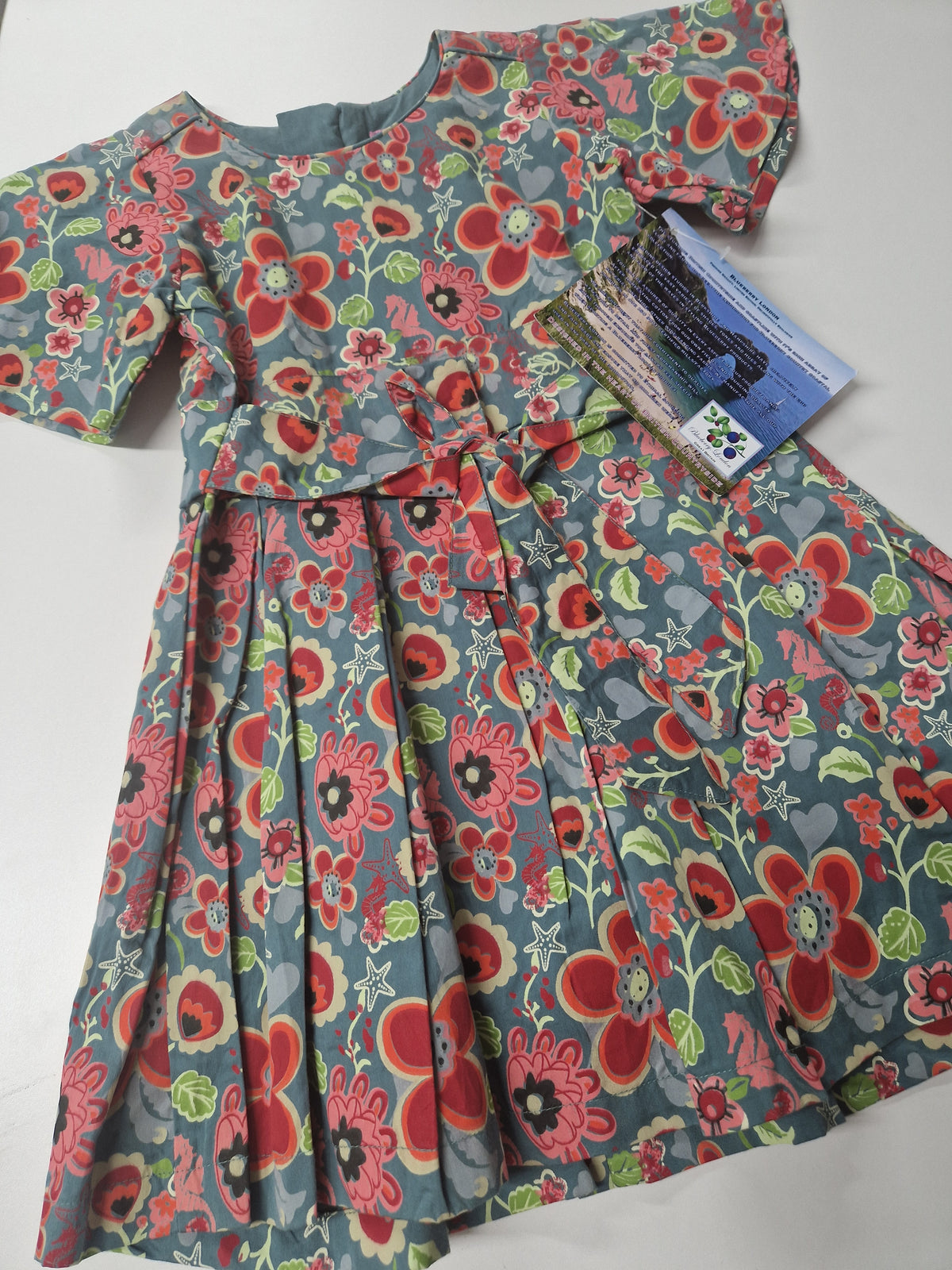 Blueberry London Dress Short Sleeve - Floral Red Flowers