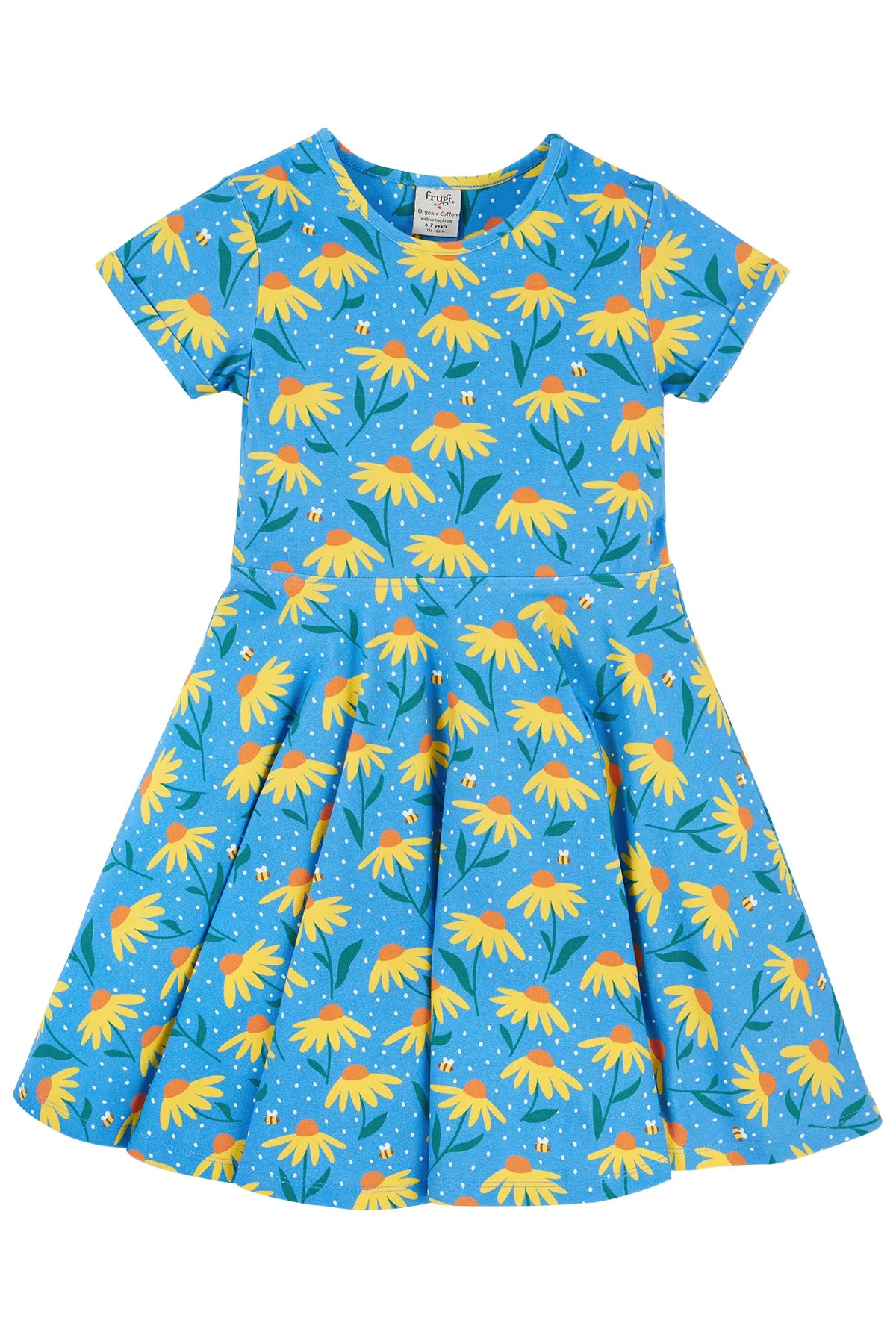 Frugi Spring Skater Dress Short Sleeve - Echinacea