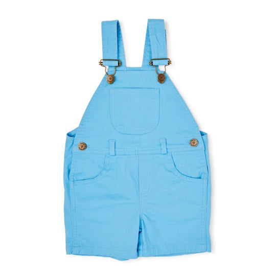 Dotty Dungarees Denim Shorts - Sky Blue