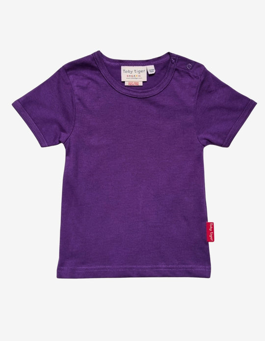 Toby Tiger Organic Short Sleeve Basic T-Shirt - Purple