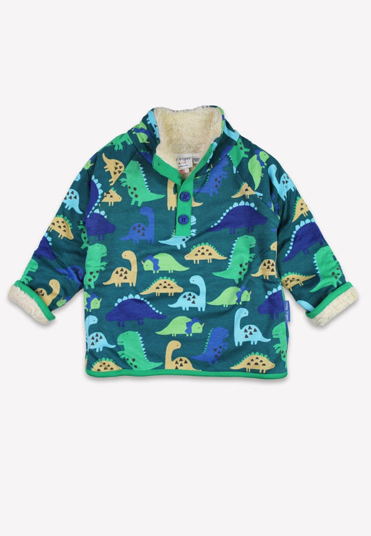 Toby Tiger Organic Fleece Sweatshirt - Tonal Dinosaur Blue