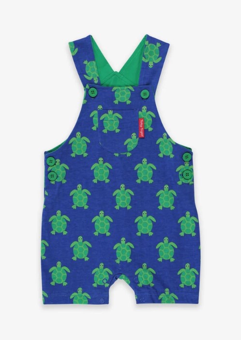 Toby Tiger Organic Dungaree Shorts - Turtle