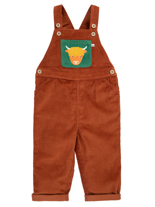 Frugi Sebby Cord Dungaree - Rust/Highland Cow