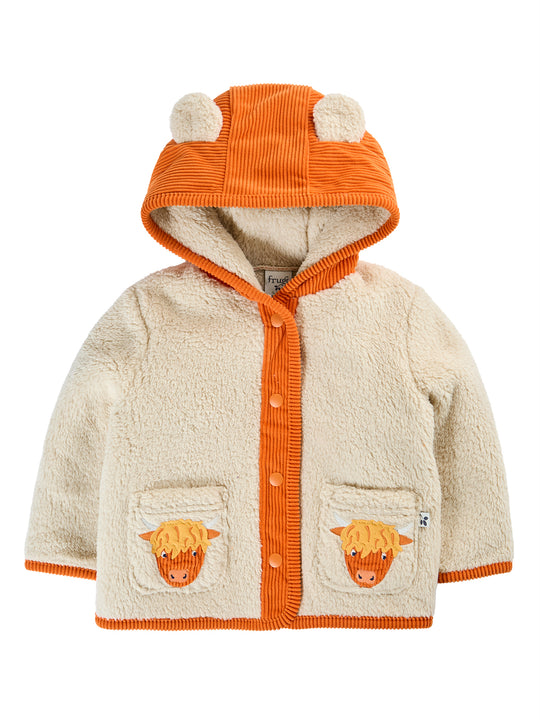 Frugi Rye Fleece Cord Jacket - Moon/Highland Cow