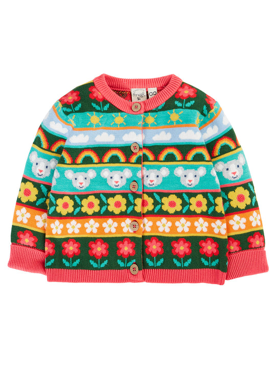 Frugi Robyn Fairisle Cardigan - Mouse Fair Isle