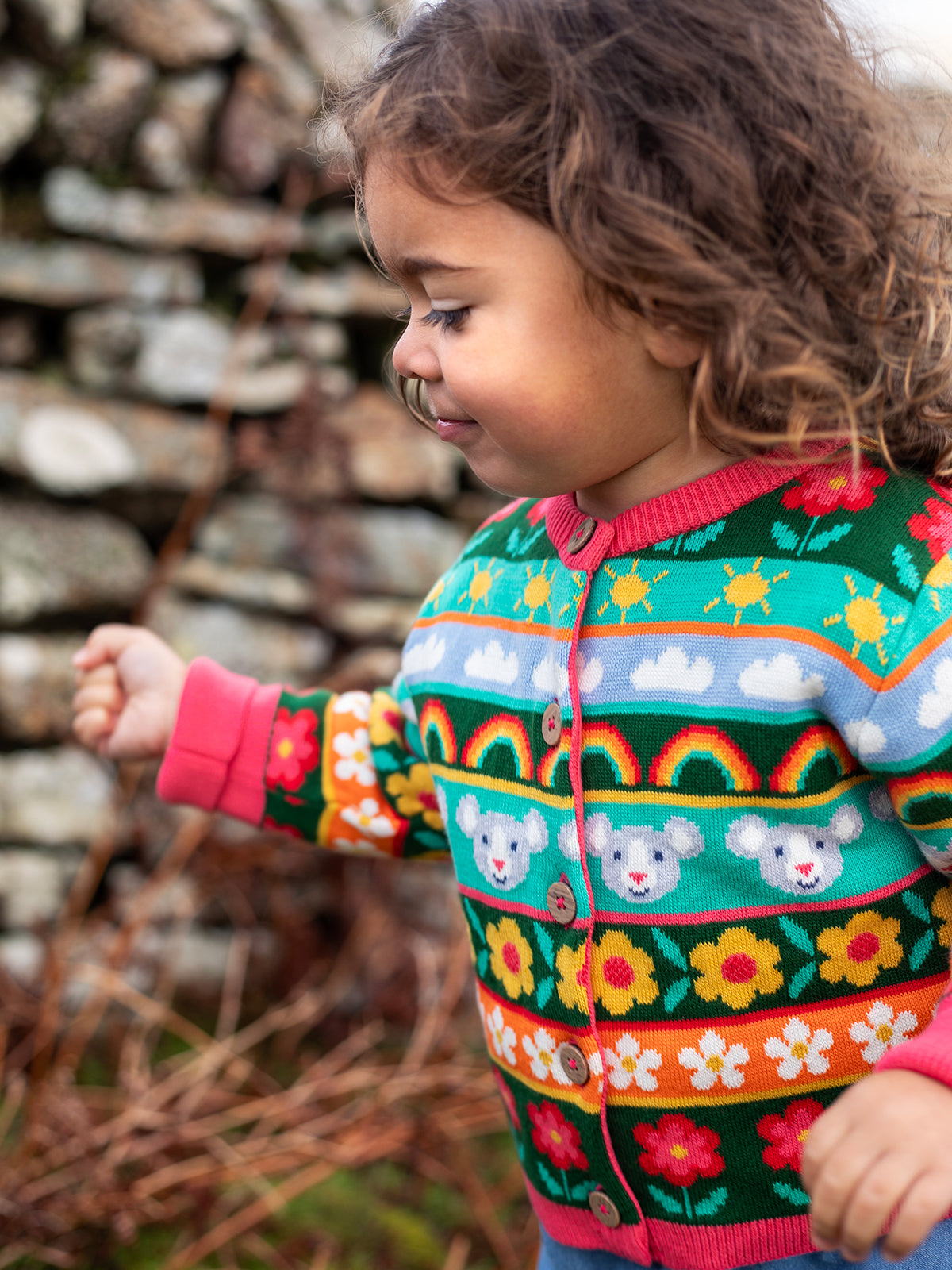 Frugi Robyn Fairisle Cardigan - Mouse Fair Isle