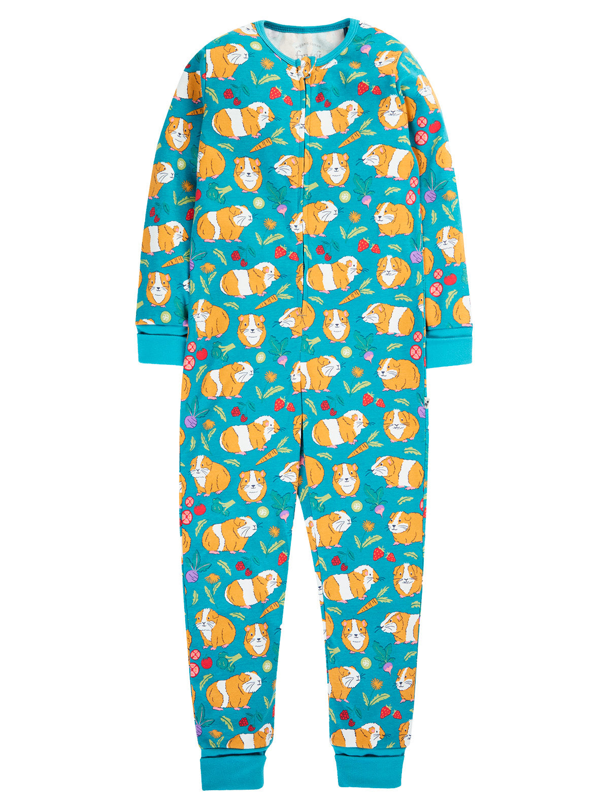 Frugi Zelah Zip Up All In One - Blue Guinea Pig Muddle