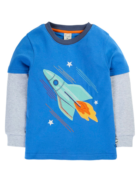 Frugi Liam Layered Top - Cobalt/Rocket