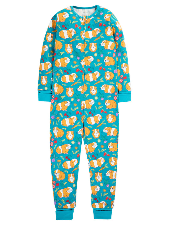 Frugi Zelah Zip Up All In One - Blue Guinea Pig Muddle