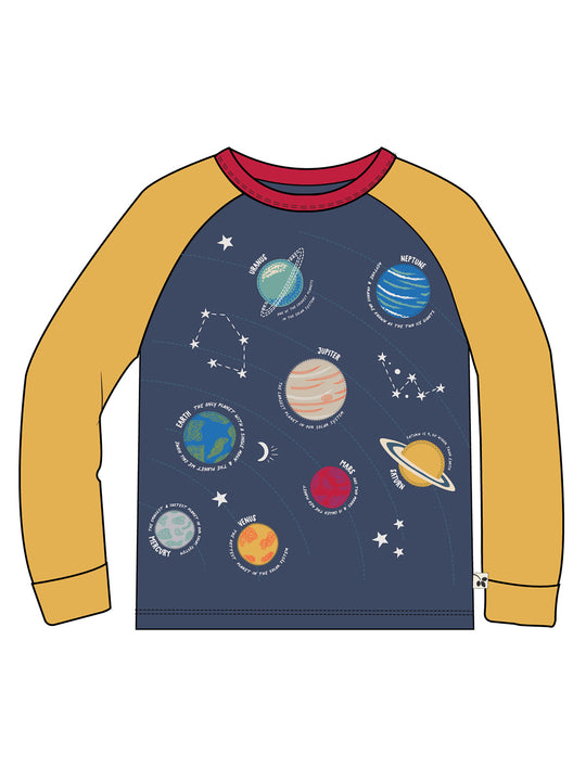 Frugi Jake Applique Top - Navy Blue/Solar System