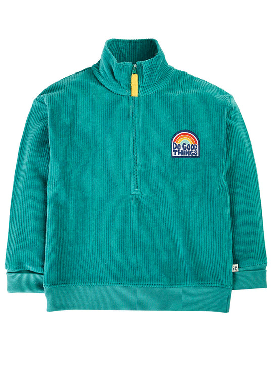 Frugi Croft Cord Half Zip - Hut Green/Do Good