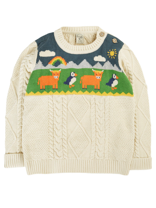 Frugi Clyde Cable Knit Jumper - Natural/Highlands