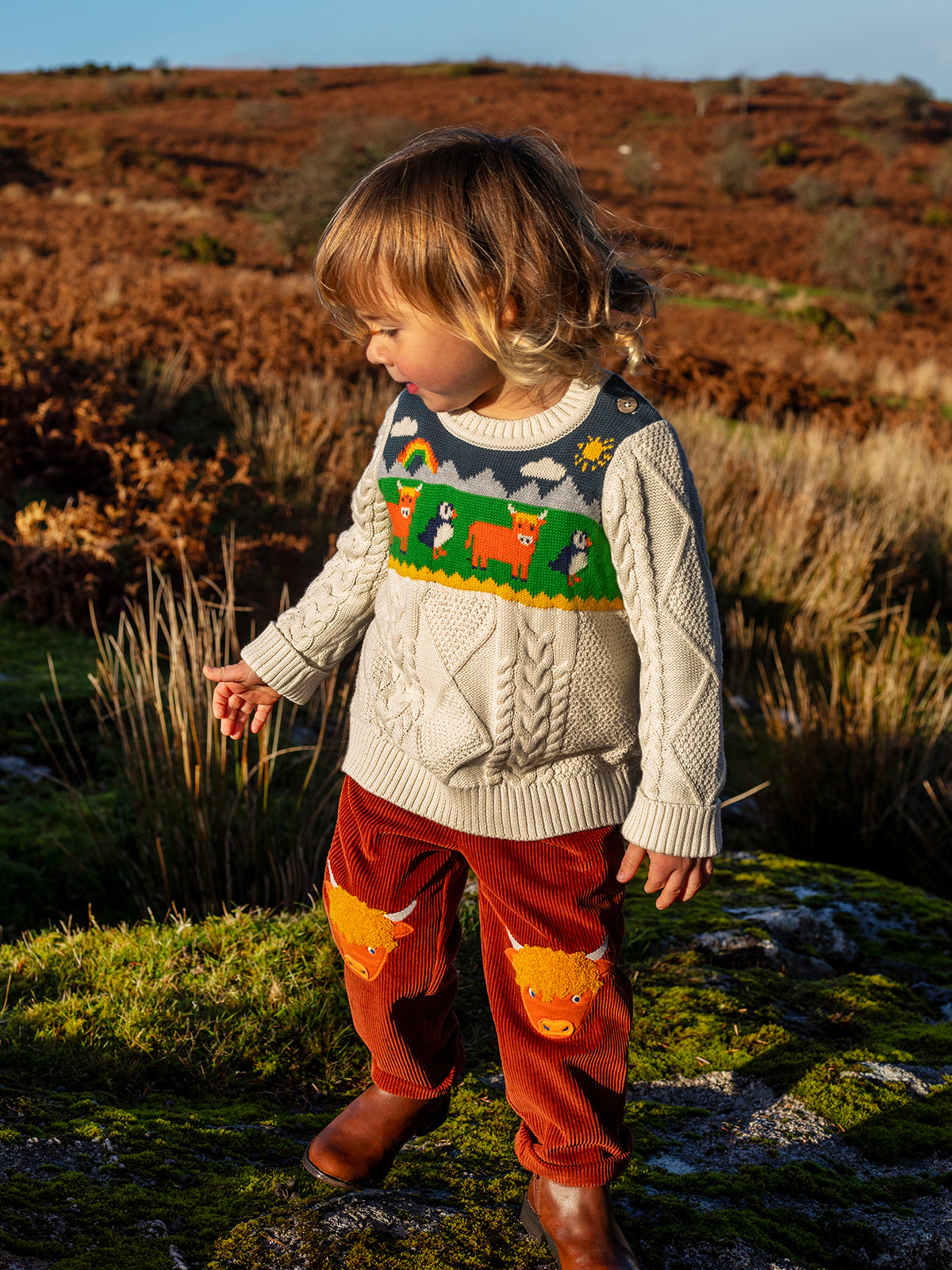 Frugi Clyde Cable Knit Jumper - Natural/Highlands