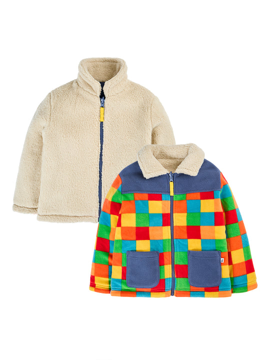 Frugi Blazey Reversible Fleece Jacket - Kaleidoscope/Moon