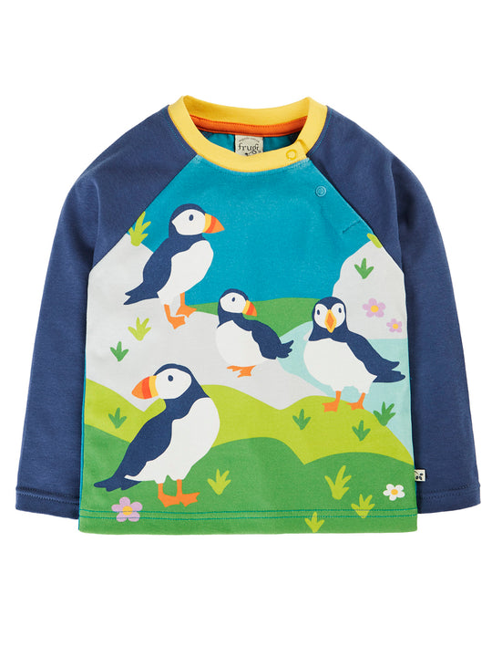 Frugi Horizon Raglan Top - Navy Blue/Puffin