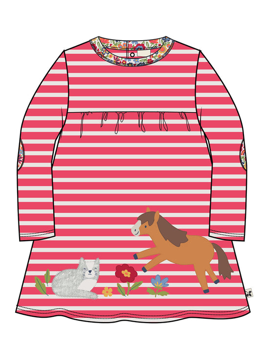 Frugi Archer Dress - Rhubarb Breton/Pals