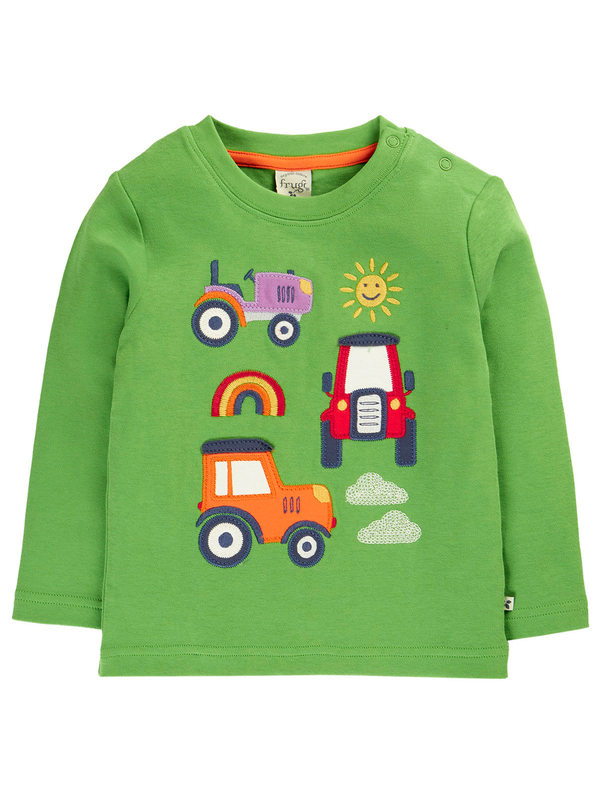 Frugi Adventure Applique Top - Palm/Tractor