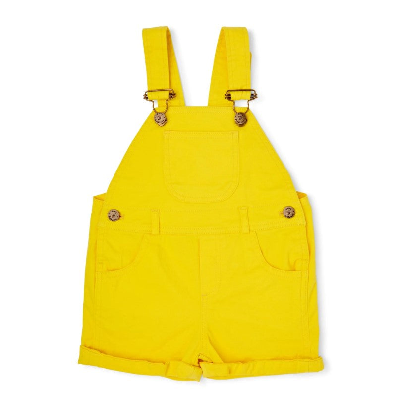Dotty Dungarees Denim Shorts - Sunshine Yellow