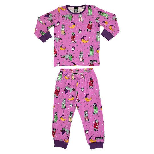 Villervalla Pyjamas Set Raccoon Print - Fuchsia