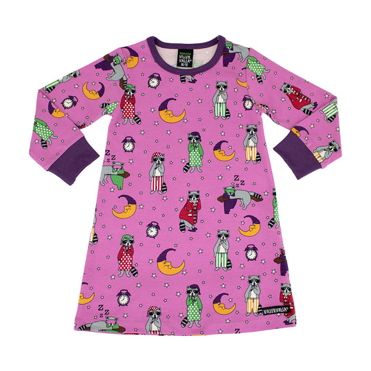 Villervalla Night Gown Raccoon Print - Fuchsia