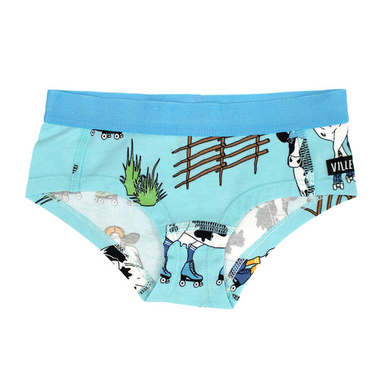 Villervalla Briefs Roller Cow Print - Light Aqua