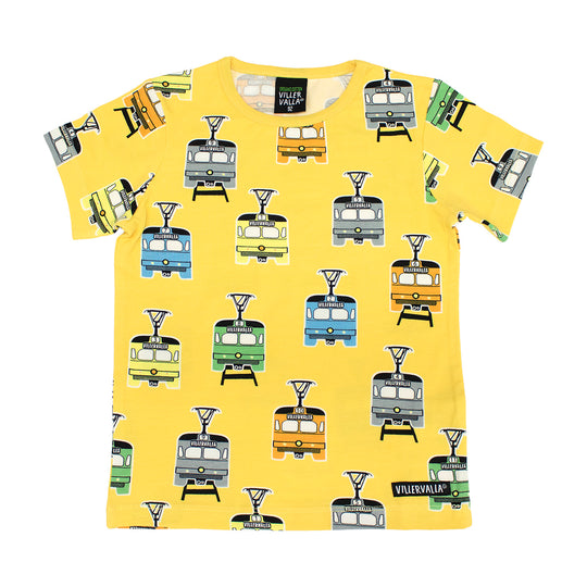 Villervalla T-Shirt Short Sleeve Tram Print - Maize