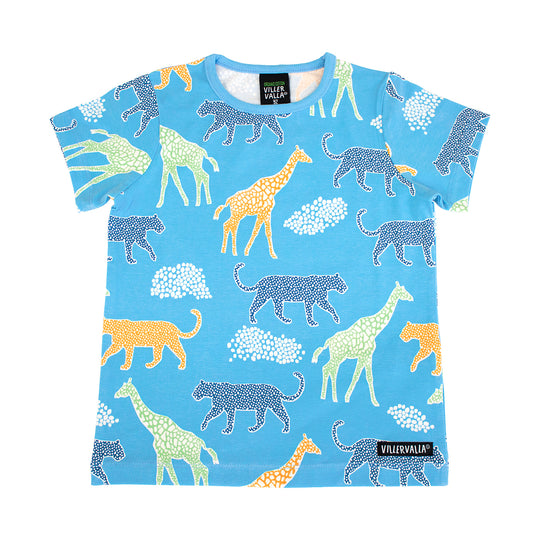 Villervalla T-Shirt Short Sleeve Savannah Print - Aqua