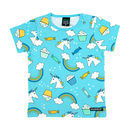 Villervalla T-Shirt Short Sleeve Unicorn Print - Aruba